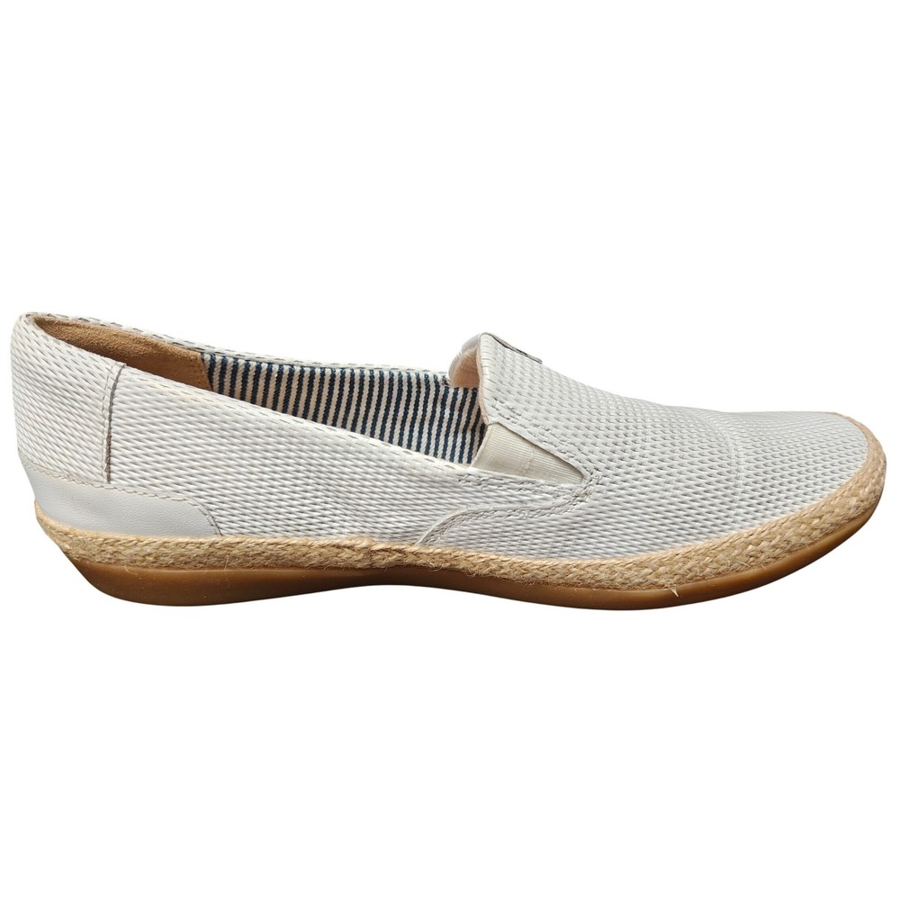 Clarks Step Marigold White Textile Espadrille Slip On Loafers Womens 7 W Wide
